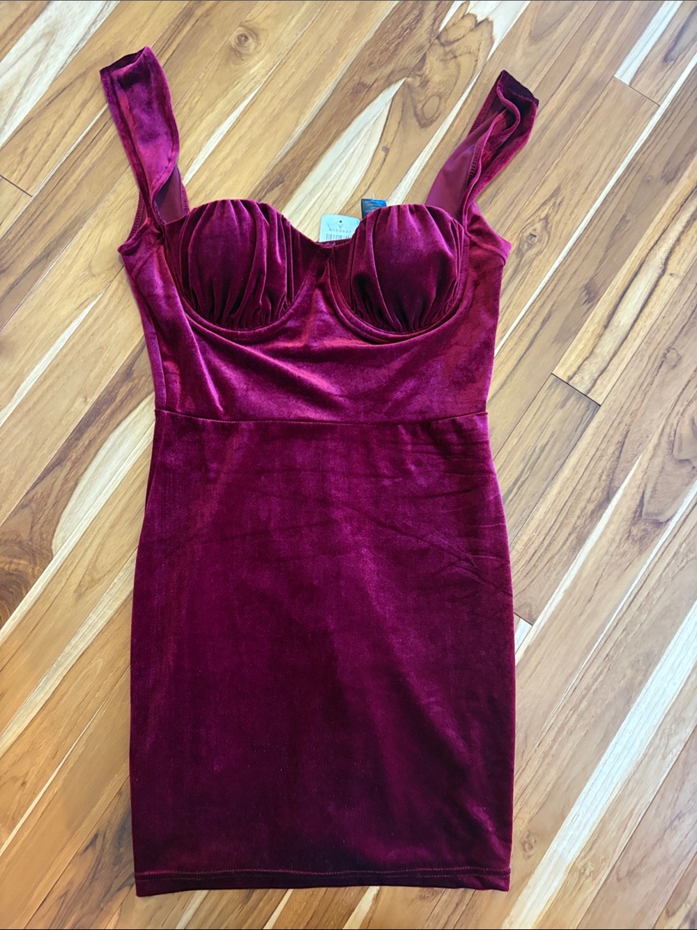Windsor Deep Wine Velvet Bustier Mini Dress